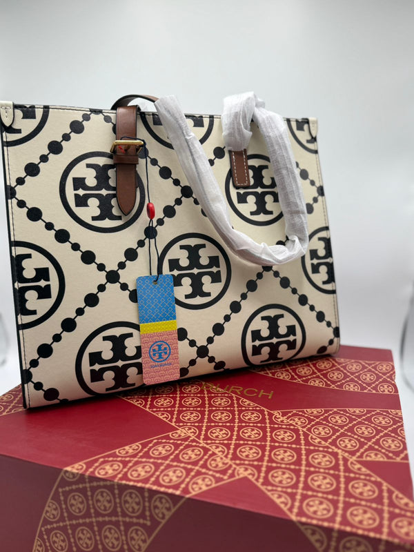 Tory Burch Contrast Embossed Senate Tote Bag