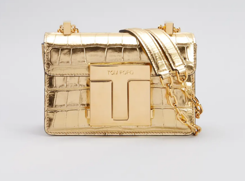 Tom Ford Metallic Croc Embossed Shoulder bag